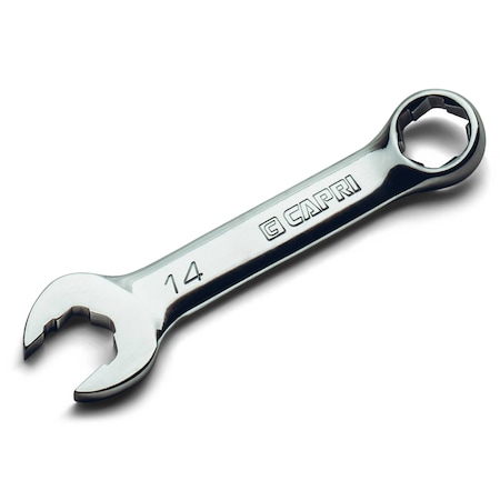 Capri Tools 14 mm WaveDrive Pro Stubby Combination Wrench for Regular and Rounded Bolts CP11750-M14SB